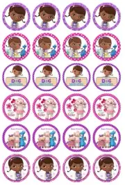 24 x Doc McStuffins Edible Cupcake Toppers Pre-Cut