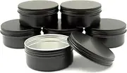Wopanxye 6pcs 150ml Aluminum Tin Jars with Screw Cap Lids, Empty Refillable Makeup Lip Balm Containers Round Travel Jars Cosmetics Pots, Black Metal Cans for Slime Salve Cream Candle Powder Tea Beads