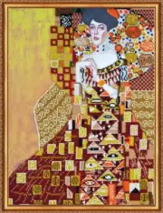 Bead embroidery kit Golden Adele needlework kit Art canvas beadwork pattern