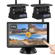 Wireless Solar Magnetic Reverse Camera 7" Touch Monitor DVR For Truck Camper Bus