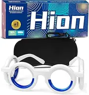 Hion Motion Sickness Glasses,Relieve Carsickness Airsickness Seasickness Glasses,Ultra-Light Portable Nausea Vertigo Glasses, No Lens Liquid Glasses for Adults or Kids(Deep Black Box)