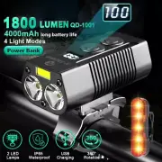 Bike Light Headlight Bicycle Lamp With Power Bank Rechargeable LED 5200mAh MTB