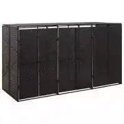 Rattan Triple Wheelie Bin Shed Outdoor Garden Waste Rubbish Bins Storage Cover