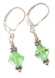 PERIDOT Crystal Earrings Sterling Silver AUGUST Birthstone Swarovski Elements