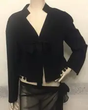 NWT Oscar de la Renta Black Tie Front Crop SZ 14 Jacket $2300