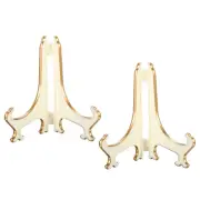 4" Acrylic Plate Stand Holder, 2 Pack Foldable Frame Holder White Gold