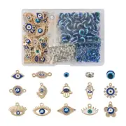 1 Box Evil Eye Flower Hamsa Hand Alloy Enamel Pendant Links Connect Finding Kits
