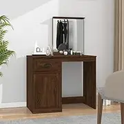 Dressing Table with Mirror Brown Oak 90x50x132.5 cm Engineered Wood,Modern Vanity Table with Mirror and Ample Storage for Bedroom and Bathroom Vanity Units