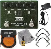 MXR M292 Carbon Copy Deluxe Analog Delay Guitar Effects Pedal with Tonebird Bundle Featuring a 9V 1500mA power supply, MXR Cable, Dunlop Microfiber Cloth, 3 Patch Cables, and Polish
