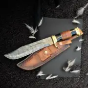 Custom Handmade Damascus Steel Classic Bowie Knife With Leather Sheath