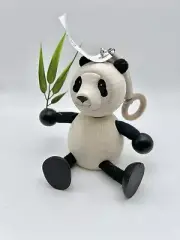 Vtg Pipiter Wood Bouncy Panda Bear Hanging Spring Toy 4" Czech Republic