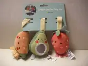 Pearhead Baby Stroller Toy Set, Watermelon, Pear, & Strawberry 3 Piece Set, New