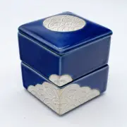 Luster silver colored wave pattern heavy box From Japan