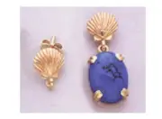 Two 14kt Solid White or Yellow Gold Shell Dangle Stud Earrings With Loops