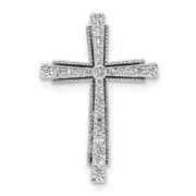 14k White Gold 1/4 Ct. Lab Grown Diamond VS/SI+ G+ Cross Chain Slide Pendant