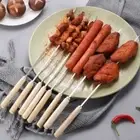 10PCS Anti-scalding Barbecue Skewers Wooden Handle BBQ Needle Barbecue