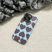 Juuui Case for iPhone 13 mini - Hard Shell Sweet Heart Pattern, Thin and Lightweight with Matte Finish, Fingerprint-Resistant Protective Cover (Blue)