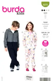 Burda 9275 Girls & Boys Jumpsuit Sizes 4-9 Sewing Pattern NEW!