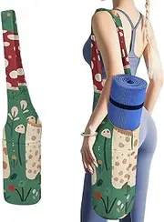 JKLQWH Hippie Mushroom Printed Yoga Mat Bag Long Tote with Pockets for Your Yoga Accessories Exercise Yoga Mat Carrier Holder Multi-Functional Storage Bag Holds Most Pilates Mats