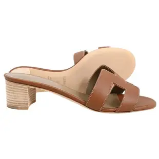 HERMES Oasis sandal 經典H LOGO低跟拖鞋.金棕 39號