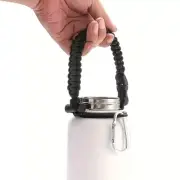 Paracord Braided Water Bottle Sports Cup Holder Carrier BLACK w/ Carabiner