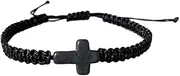 [Caiyao] Handmade Braided Cross Bracelet for Women Men Red Black Turquoise Cross Charm Adjustable Hand Woven Rope Bracelets Religious Christian Jewelry