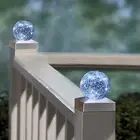 2 Pack Solar Fence Post Ball Cap Lights Cool White Outdoor Garden Lights