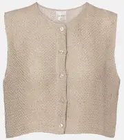 [Leset] Leset Stella sequined linen-blend top AU 10 beige