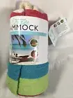 NEW Tree Anchored Lounge Rainbow Striped Hammock Green Aqua Red Rope Loop Comfy