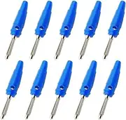 CCWUTQF 10Pcs 4mm Solderless Side Stackable Banana Plug Connector Copper Red/Black(Blue 10Pcs)