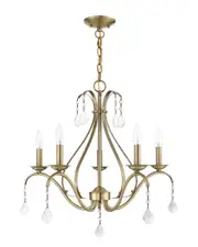 Livex Lighting 5-Light Antique Brass With Clear Crystals Chandelier