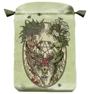 MAGICKAL BOTANICAL POUCH Satin Bag For Tarot Cards Deck Runes Pendulum Herbs Etc