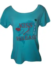Cabela's Women’s XL Short Sleeve Tee Shirt Top Cotton Kiss and Release Blue NWT