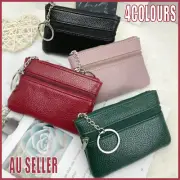 Coin Small Change Bag Card Wallet Pouch Zip Up Women Key Ring Leather Mini Purse