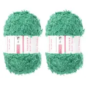 2pcs Fur Yarn Polyester Yarn Fluffy Chunky Yarn Lake Green for Crocheting,50m
