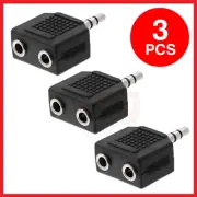 3 Pack 3.5mm Stereo Male to 2 3.5mm Stereo Female Adapter 2-Way Audio Splitter