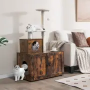 Costway2-in-1 Cat Tree with Litter Box Enclosure &amp;amp; Sisal Scratching Posts-Brown