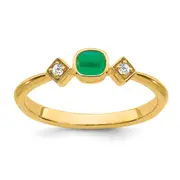 14K Yellow Gold Emerald and Real Diamond Ring