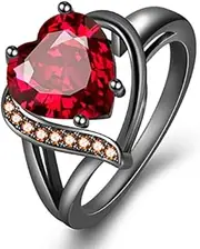 [Generic] Black Plated on Copper Heart Shaped Wedding Proposal Statement Valentines Ring