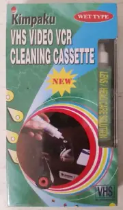 VHS VIDEO VCR CLEANING CASSETTE WET TYPE WITH LANGUAGE AND VOCAL GUIDE KIMPAKU