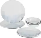 Corelle Tranquil Reflection 12pc Dinner Set, Blue/Grey, Chip & Break Resistant