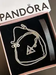 Genuine PANDORA Silver Rolo Chain Necklace S925 ALE 60cm w charm