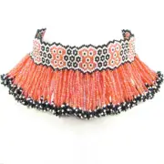 Handmade Beaded Orange Seed Bead Choker Necklace