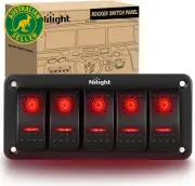 5 Gang Rocker Switch Panel 12V Toggle Dash 5 Pin On/Off Pre-Wired Rocker Switch
