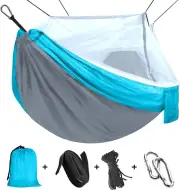 Camping Hammock with Mosquito/Bug Net Outdoor Tree Beds Portable Parachute Nylon