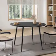 Oikiture 90-120cm Dining Table Kitchen Marble Tulip Metal Legs White/Black