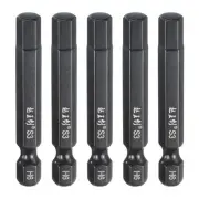 5pcs 6mm Metric Hex Head Wrench Drill Bit 50mm Length Magnetic Bits, Black