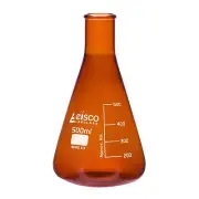 Eisco 500ml Narrow Neck Erlenmeyer Flask - Amber Borosilicate Glass
