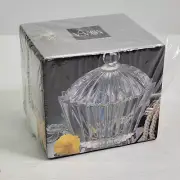 Vintage Mikasa Diamond Fire Oval Covered Crystal Trinket Jewelry W/Lid Box New!