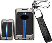 HIBEYO Key Fob Cover for Lexus ES200 ES260 ES300L NX Accessories Alloy+TPU Material Double Protector Key Shell Cover for Lexus Card Key-B Keychain Black